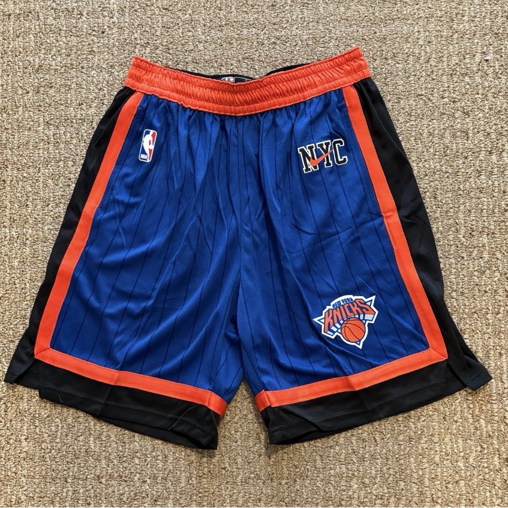 Nike Dri Fit New York Knicks NBA NYC Blue and Orange Men's Basketball Shorts